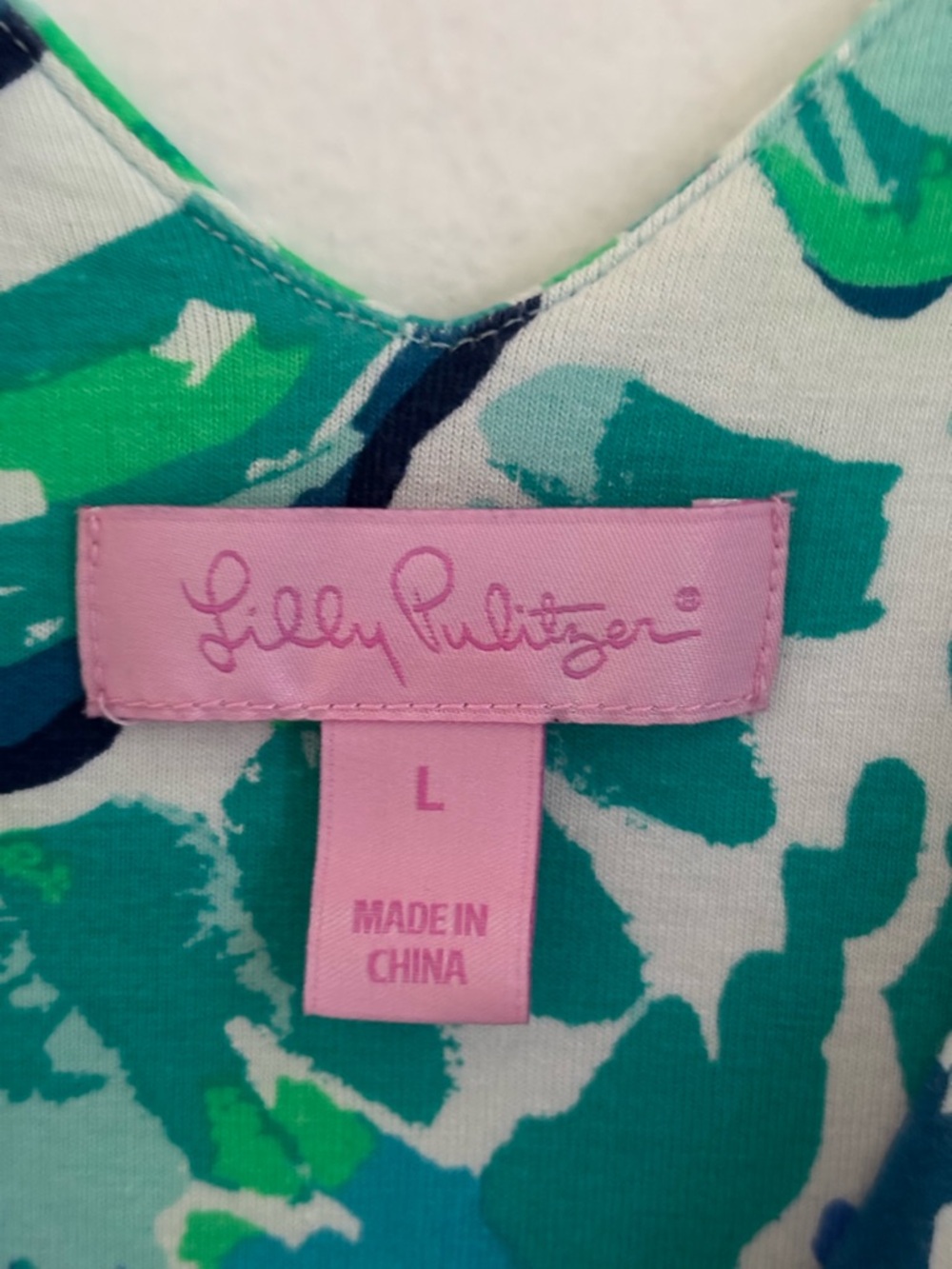 Lilly Pulitzer Vibrant Blue-Green Floral Dress Size L - Picture 3 of 5